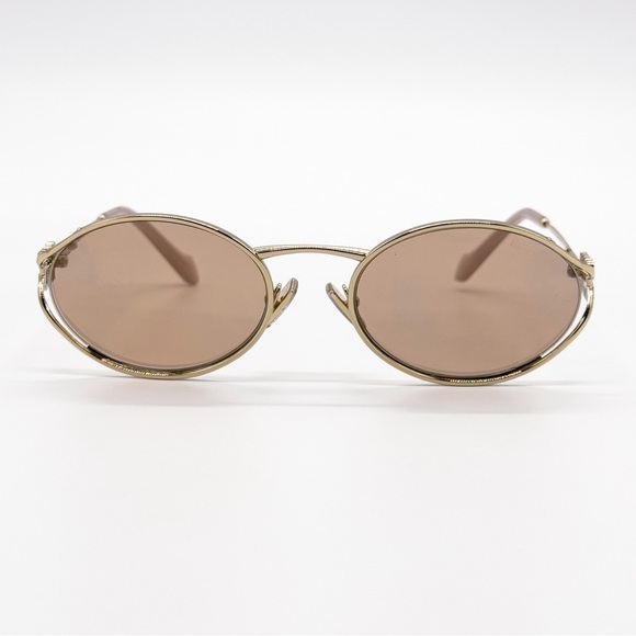 NEW MIU MIU SMU 52Y ZVN20F OVAL WOMEN SUNGLASSES MU52YS ZVN20F GOLD MU 52YS main image 11